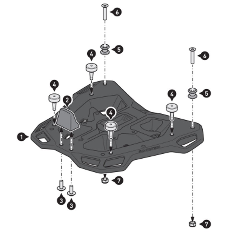 PLACA ADAPTADORA SW-MOTECH PARA PORTAEQUIPAJES STREET-RACK A MALETAS GIVI MONOKEY GPT.00.152.54401/B