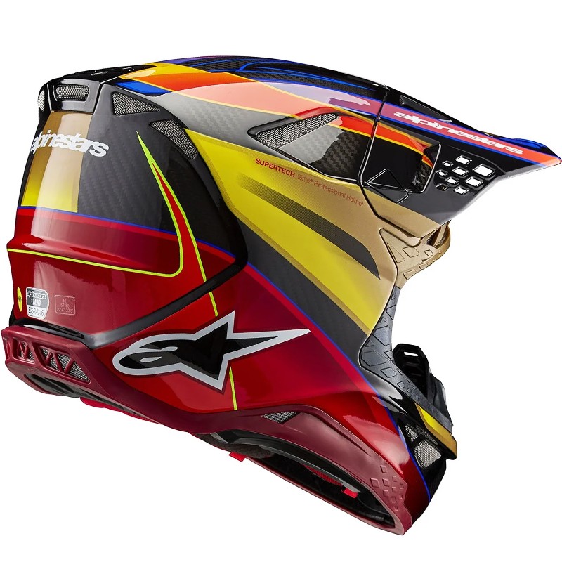 CASCO ALPINESTARS SUPERTECH S-M10 ERA GOLD YELLOW/RIO RED GLOSSY ECE2206