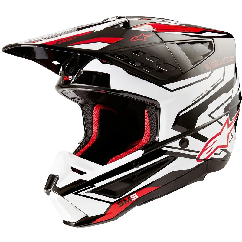 CASCO ALPINESTARS S-M5 ACTION 2 BLACK/WHITE BRIGHT/RED GLOSSY ECE2206