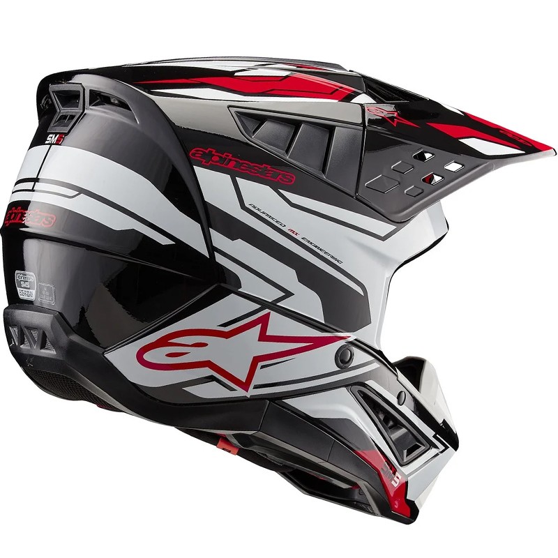 CASCO ALPINESTARS S-M5 ACTION 2 BLACK/WHITE BRIGHT/RED GLOSSY ECE2206