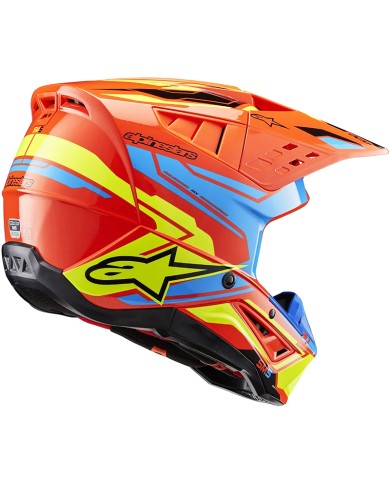 CASCO ALPINESTARS S-M5 ACTION 2 ORANGE FLUO/CYAN/YELLOW FLUO ECE2206