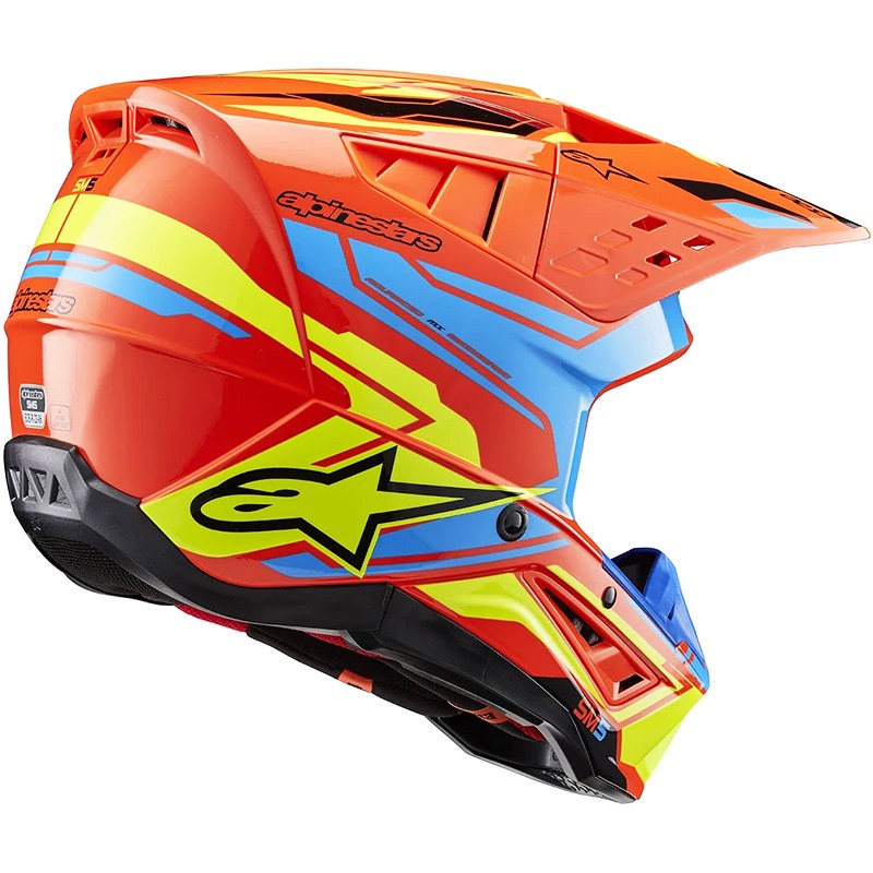 CASCO ALPINESTARS S-M5 ACTION 2 ORANGE FLUO/CYAN/YELLOW FLUO ECE2206