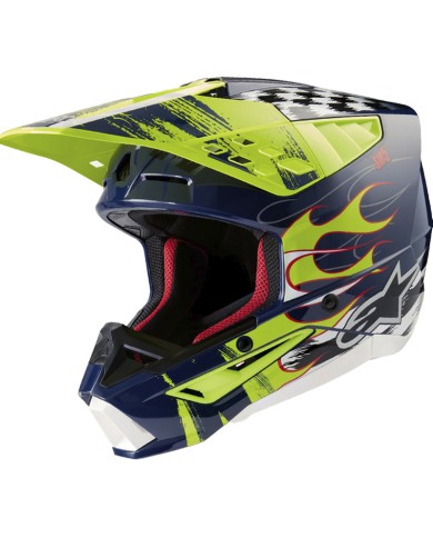 CASCO ALPINESTARS S-M5 RASH NIGHT NAVY/YELLOW FLUO GLOSSY ECE2206