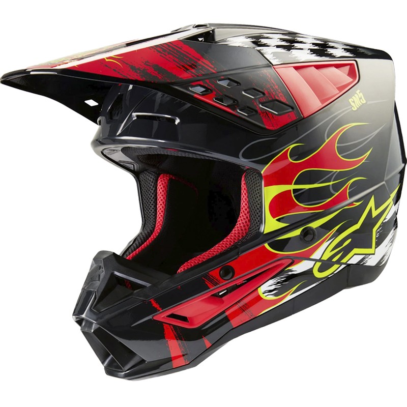 CASCO ALPINESTARS S-M5 RASH DARK GRAY/BRIGHT RED GLOSSY ECE2206