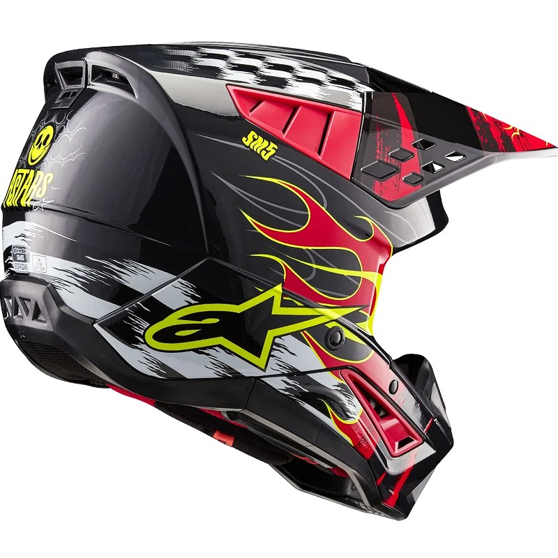 CASCO ALPINESTARS S-M5 RASH DARK GRAY/BRIGHT RED GLOSSY ECE2206
