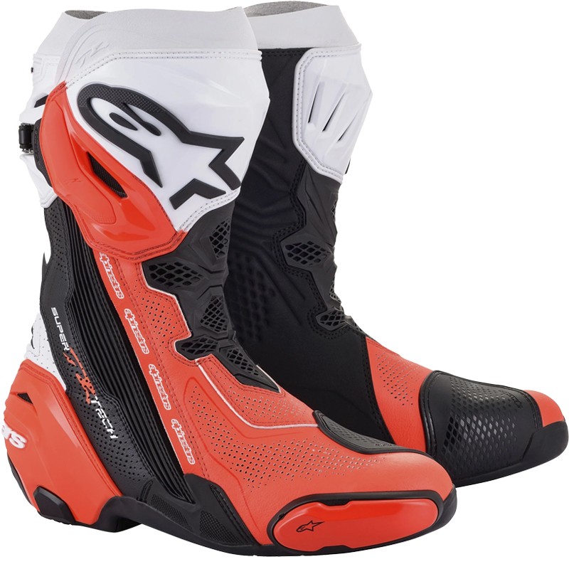 BOTAS ALPINESTARS SUPERTECH R VENTED BLACK/WHITE/RED FLUO