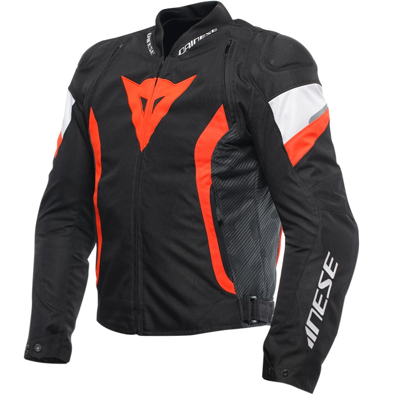 CHAQUETA DAINESE AVRO 5 TEX NEGRO/ROJO-FLUOR/BLANCO