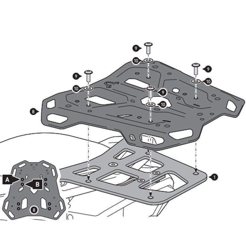 KIT DE FIJACIÓN POSTERIOR SW-MOTECH ADVENTURE-RACK YAMAHA GPT.06.921.19000/B