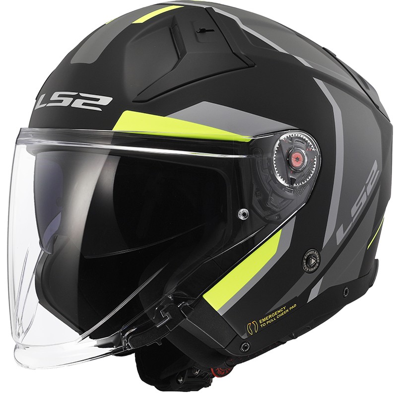 CASCO LS2 INFINITY II FOCUS MATT BLACK/YELLOW FLUO