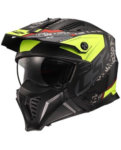 CASCO LS2 DRIFTER DEVOR MATT BLACK/YELLOW FLUO