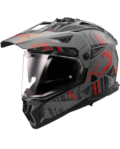 CASCO LS2 PIONEER II CRAZY MATT BLACK/RED