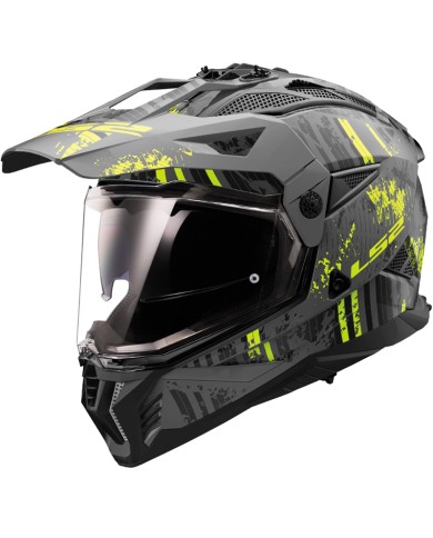 CASCO LS2 PIONEER II CRAZY MATT BLACK/YELLOW FLUO