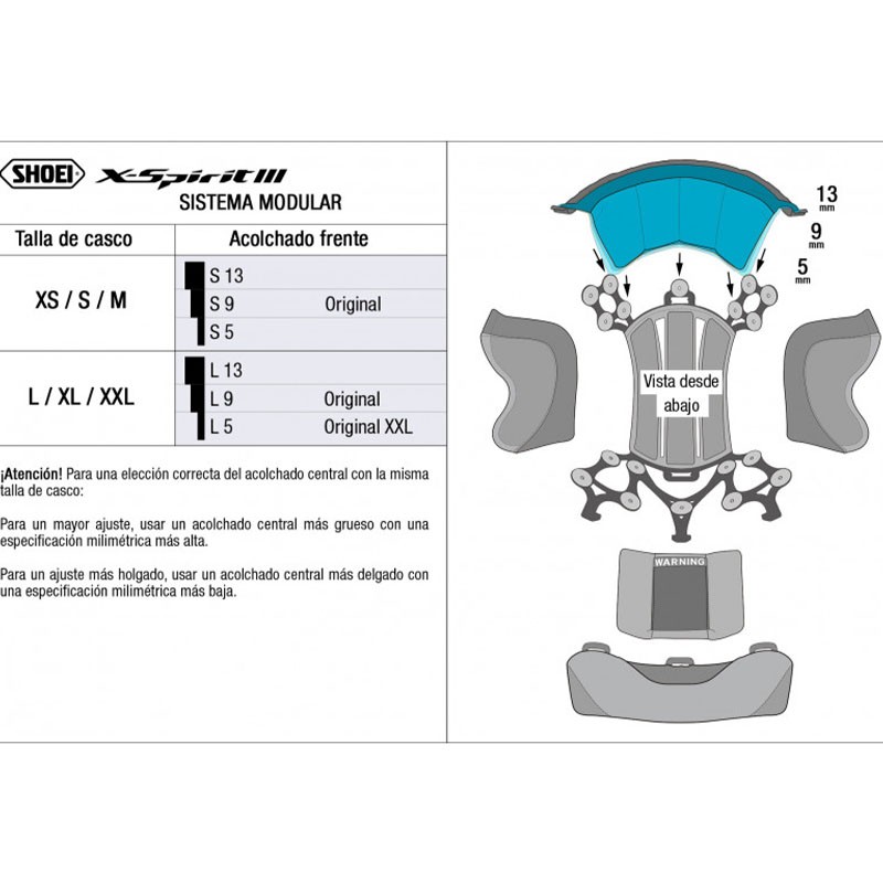 ACOLCHADO FRONTAL CASCO SHOEI X-SPIRIT 3