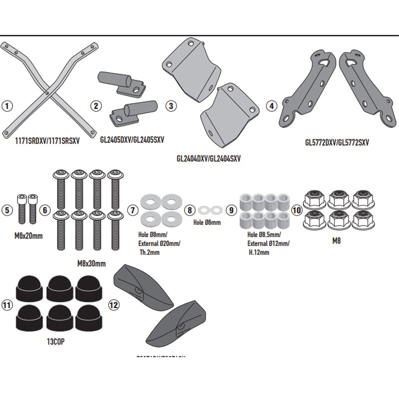 KIT DE FIJACIÓN POSTERIOR GIVI SR1171 HONDA NX 500/CBX 500X