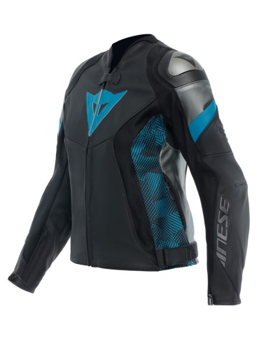 CHAQUETA DAINESE AVRO 5 LEATHER JACKET LADY BLACK/TEAL/ANTHRACITE