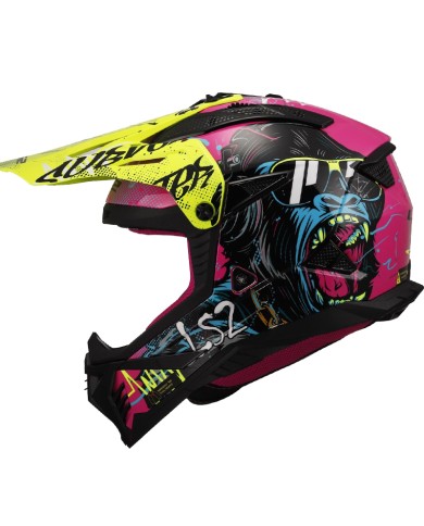 CASCO LS2 FAST II GORILLA PURPLE/YELLOW FLUO