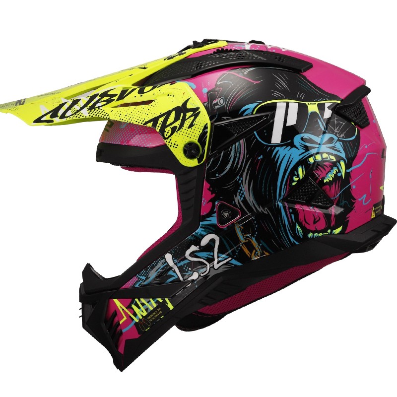 CASCO LS2 FAST II GORILLA PURPLE/YELLOW FLUO