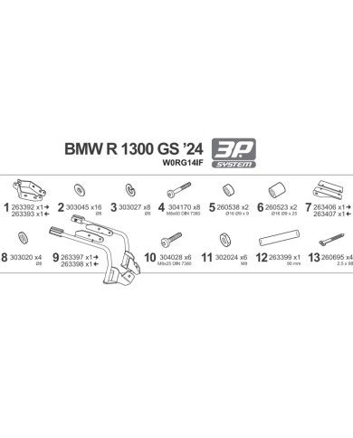 KIT DE FIJACION MALETAS LATERALES SHAD 3P W0RG14IF BMW R 1300 GS