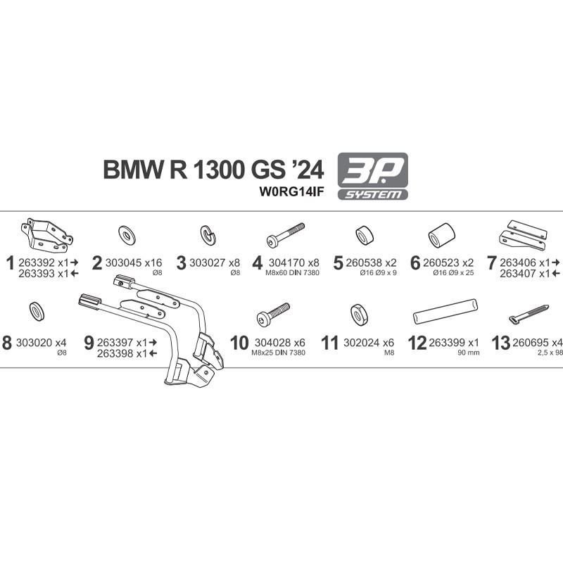 KIT DE FIJACION MALETAS LATERALES SHAD 3P W0RG14IF BMW R 1300 GS