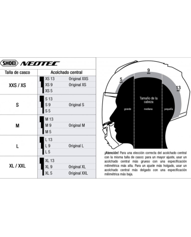 CHICHONERA INTERIOR CASCO SHOEI XR-1000