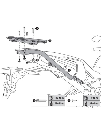 KIT DE FIJACIÓN POSTERIOR SW-MOTECH STREET-RACK YAMAHA GPT.06.593.16000/B