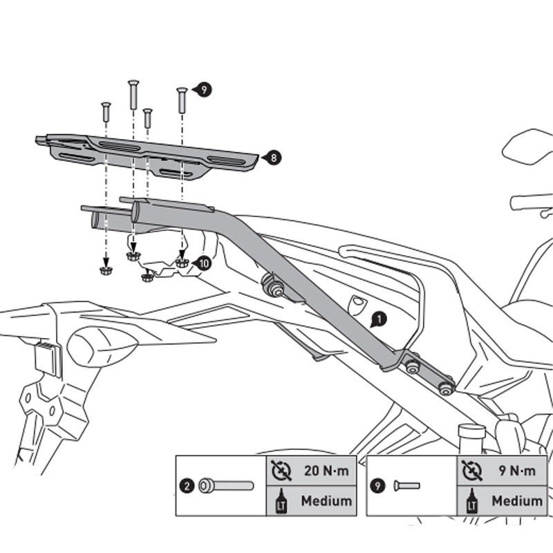 KIT DE FIJACIÓN POSTERIOR SW-MOTECH STREET-RACK YAMAHA GPT.06.593.16000/B