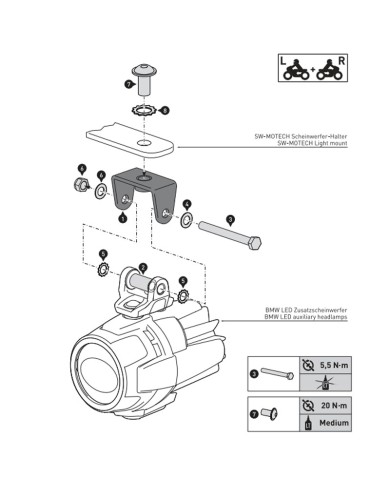 SOPORTE DE FAROS ADICIONALES SW-MOTECH BMW NSW.07.004.20000/B