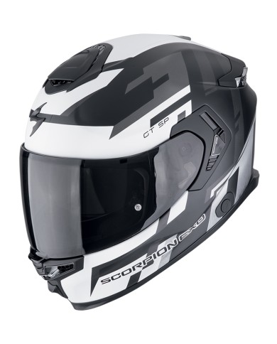 CASCO SCORPION EXO-GT SP AIR TORNADO NEGRO MATE/BLANCO/PLATA