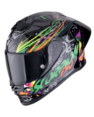 CASCO SCORPION EXO-R1 EVO II AIR SAVAGE NEGRO/VERDE/NARANJA
