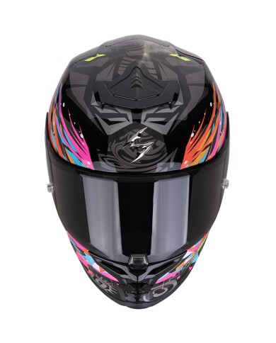 CASCO SCORPION EXO-R1 EVO II AIR SAVAGE NEGRO/AZUL/ROSA