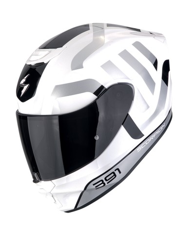 CASCO SCORPION EXO-391 AROK BLANCO/NEGRO/PLATA