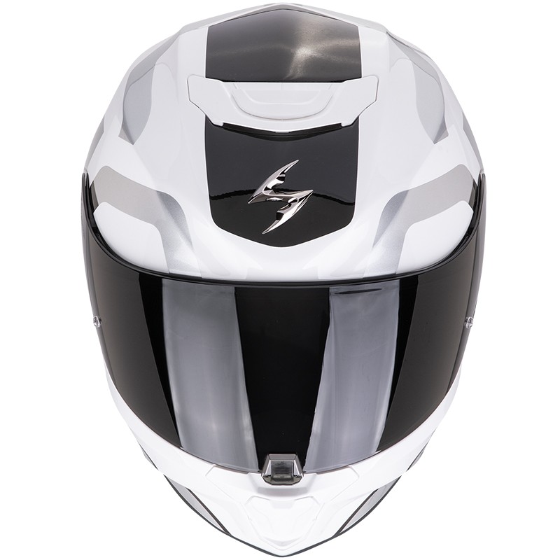 CASCO SCORPION EXO-391 AROK BLANCO/NEGRO/PLATA