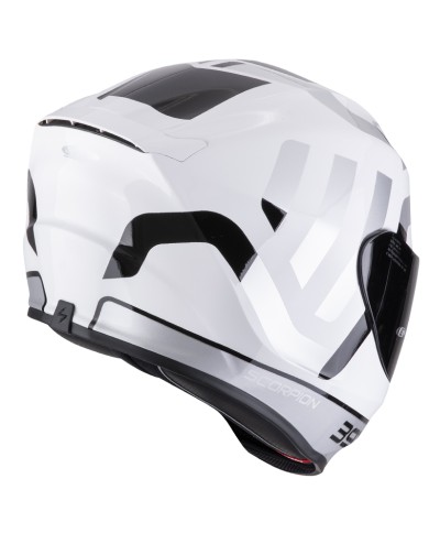 CASCO SCORPION EXO-391 AROK BLANCO/NEGRO/PLATA