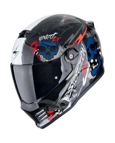 CASCO SCORPION COVERT FX SKULLZ BLACK/GREY/RED