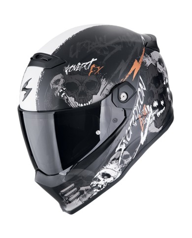 CASCO SCORPION COVERT FX SKULLZ  BLACK MATT/GREY/GOLD