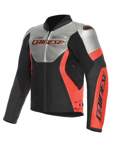 CHAQUETA DAINESE RACING 5 SILVER/BLACK/RED/FLUO
