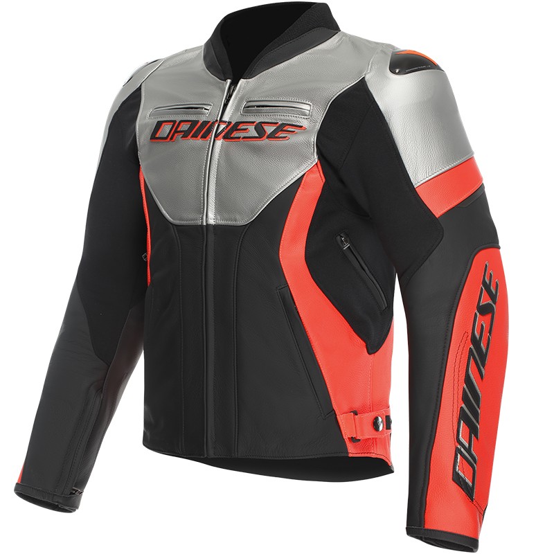 CHAQUETA DAINESE RACING 5 SILVER/BLACK/RED/FLUO