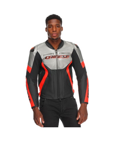 CHAQUETA DAINESE RACING 5 SILVER/BLACK/RED/FLUO