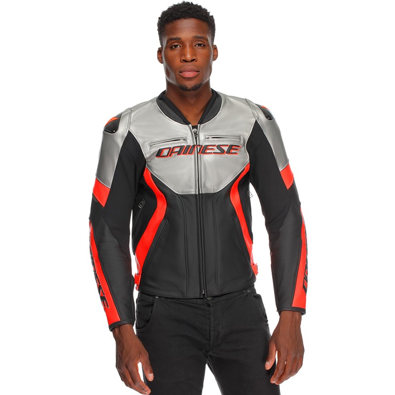CHAQUETA DAINESE RACING 5 SILVER/BLACK/RED/FLUO