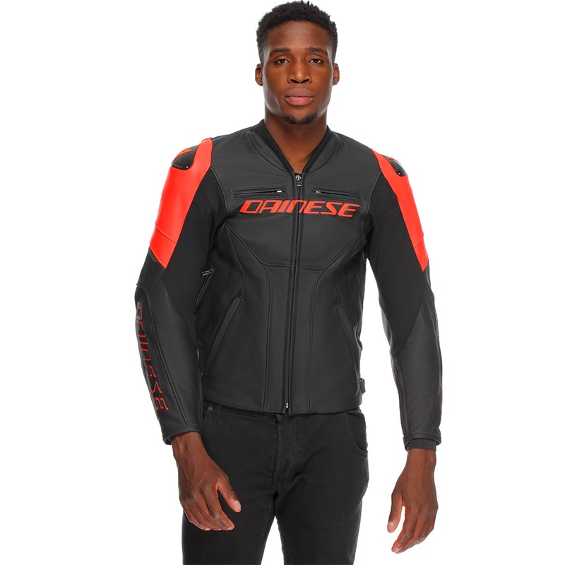 CHAQUETA DAINESE RACING 5 BLACK/BLACK/RED FLUO