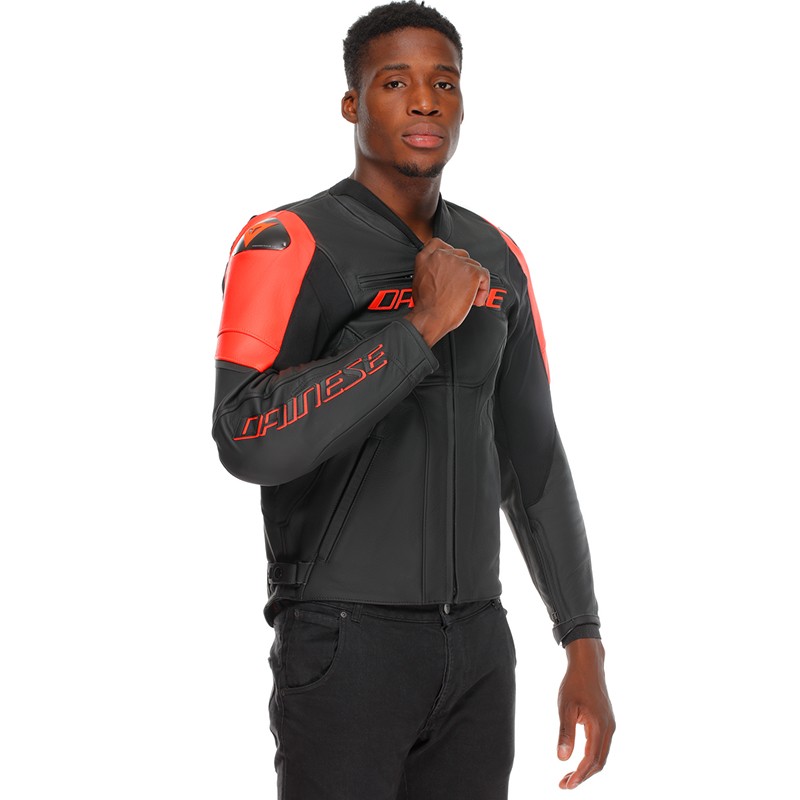 CHAQUETA DAINESE RACING 5 BLACK/BLACK/RED FLUO