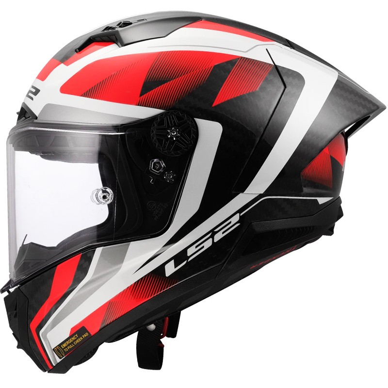 CASCO LS2 THUNDER CARBON GP AERO RAUTE WHITE RED