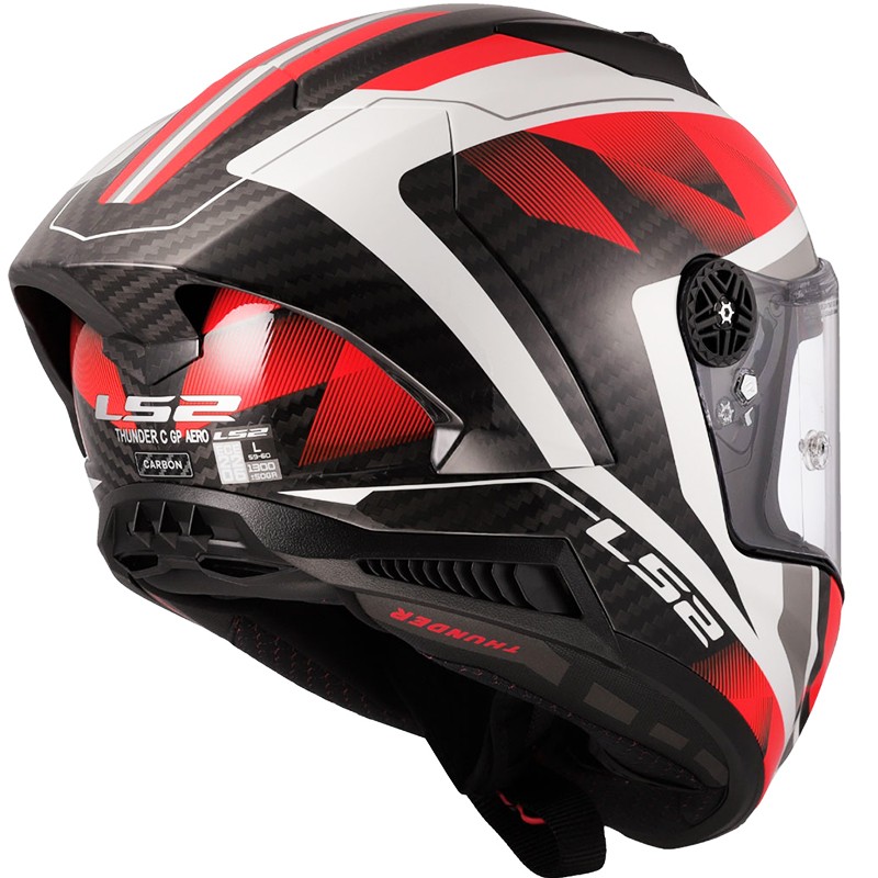 CASCO LS2 THUNDER CARBON GP AERO RAUTE WHITE RED