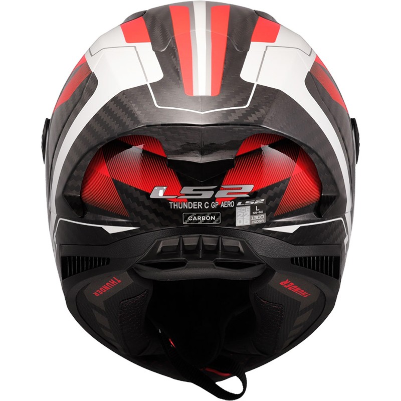 CASCO LS2 THUNDER CARBON GP AERO RAUTE WHITE RED