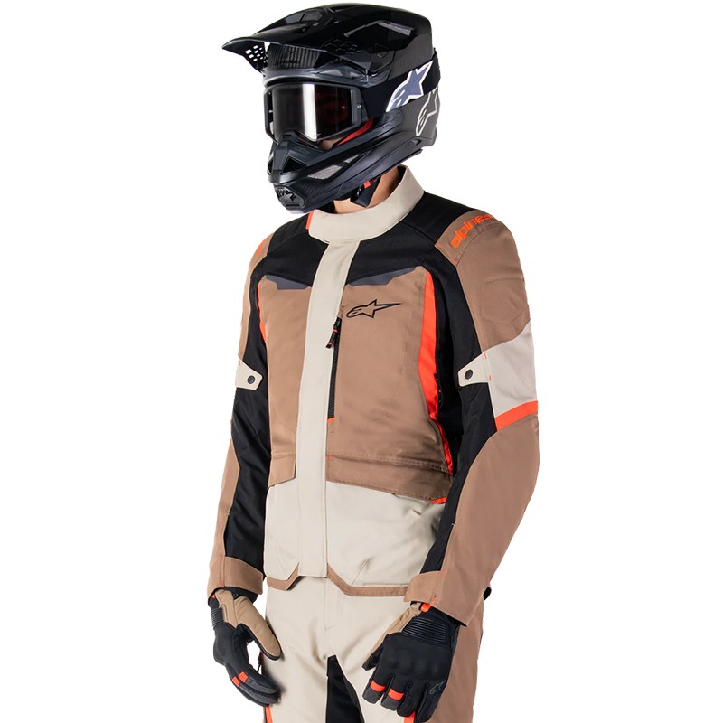 CHAQUETA ALPINESTARS ST-1 WATERPROOF DARK KHAKI/SAND/BLACK/RED FLUO