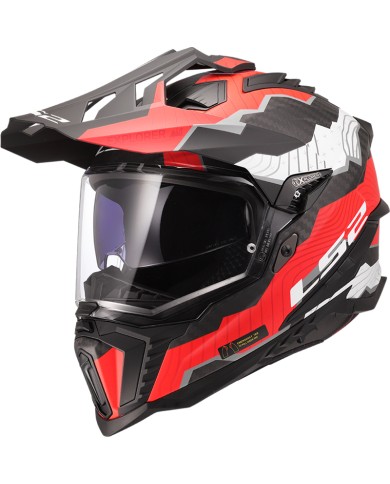 CASCO LS2 EXPLORER CARBON TRICK WHITE/RED