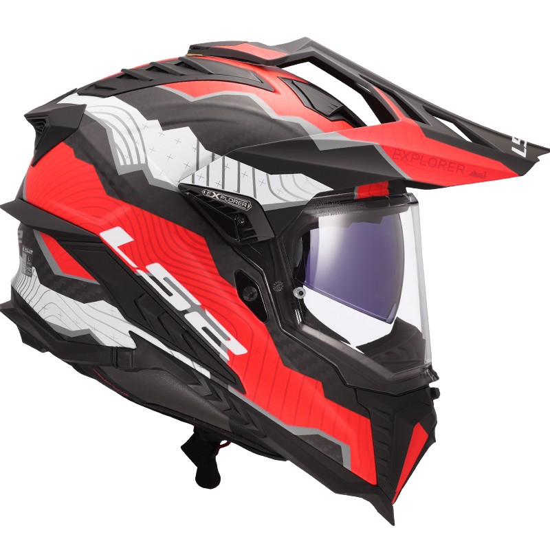 CASCO LS2 EXPLORER CARBON TRICK WHITE/RED
