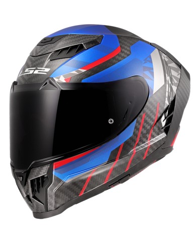 CASCO LS2 DRAGON TRAX CARBONO BLUE/RED