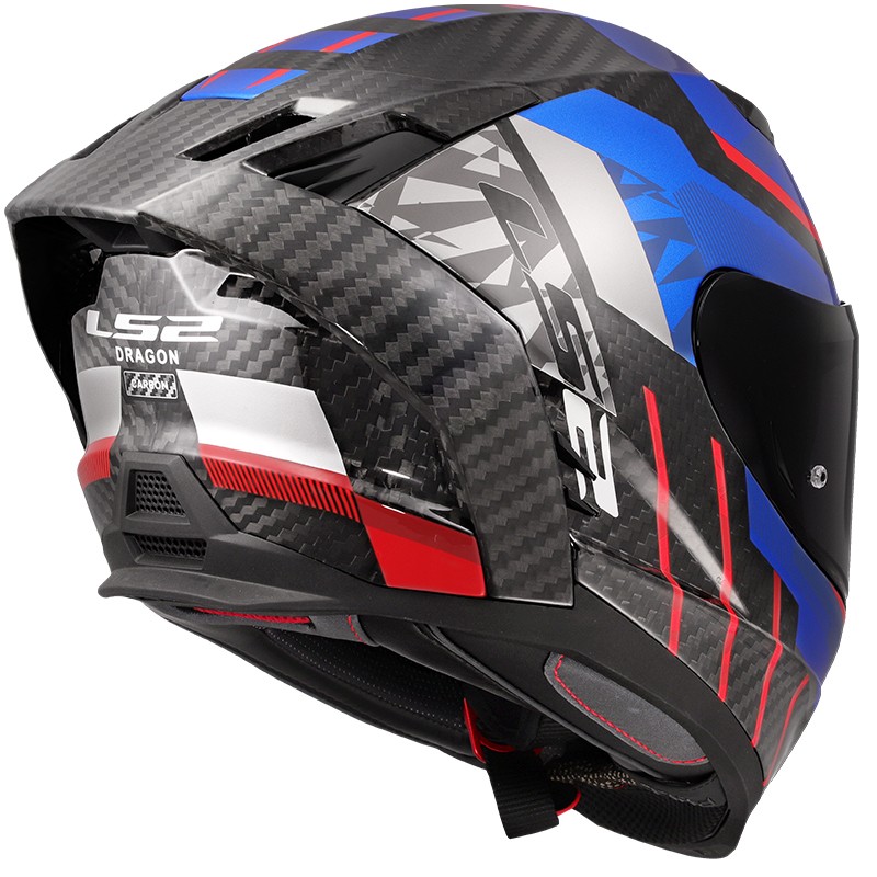 CASCO LS2 DRAGON TRAX CARBONO BLUE/RED