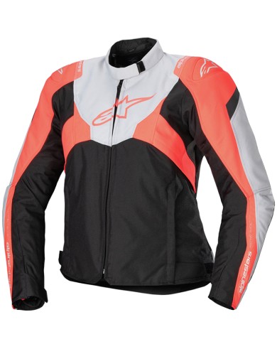 CHAQUETA ALPINESTARS STELLA T-JAWS V4 WP BLACK/ICE GRAY/FLUO CORAL